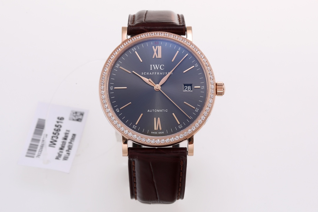 [V7공장]IWC 포르토피노 IW3565 18K로즈골드 도금 다이아몬드 베젤 그레이다이얼 ETA2892