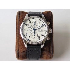 [ZF공장]IWC 파일럿 크로노 IW377725 150주년 화이트세라믹다이얼 가죽스트랩