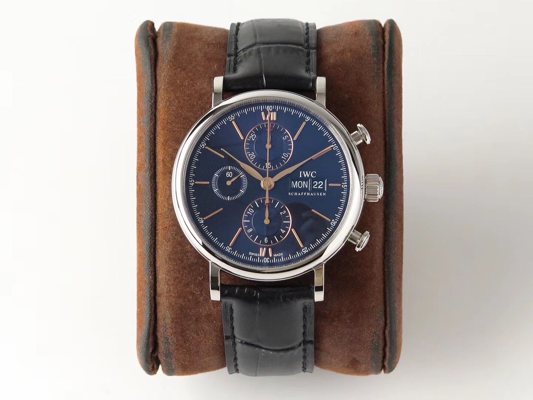 [ZF공장]IWC 포르토피노 크로노 블루다이얼 골드핸즈 가죽스트랩