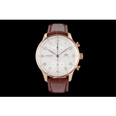 [AZ공장]IWC 포르투기즈 크로노 IW371611 18K 로즈골드 도금 화이트다이얼 골드핸즈 브라운가죽스트랩