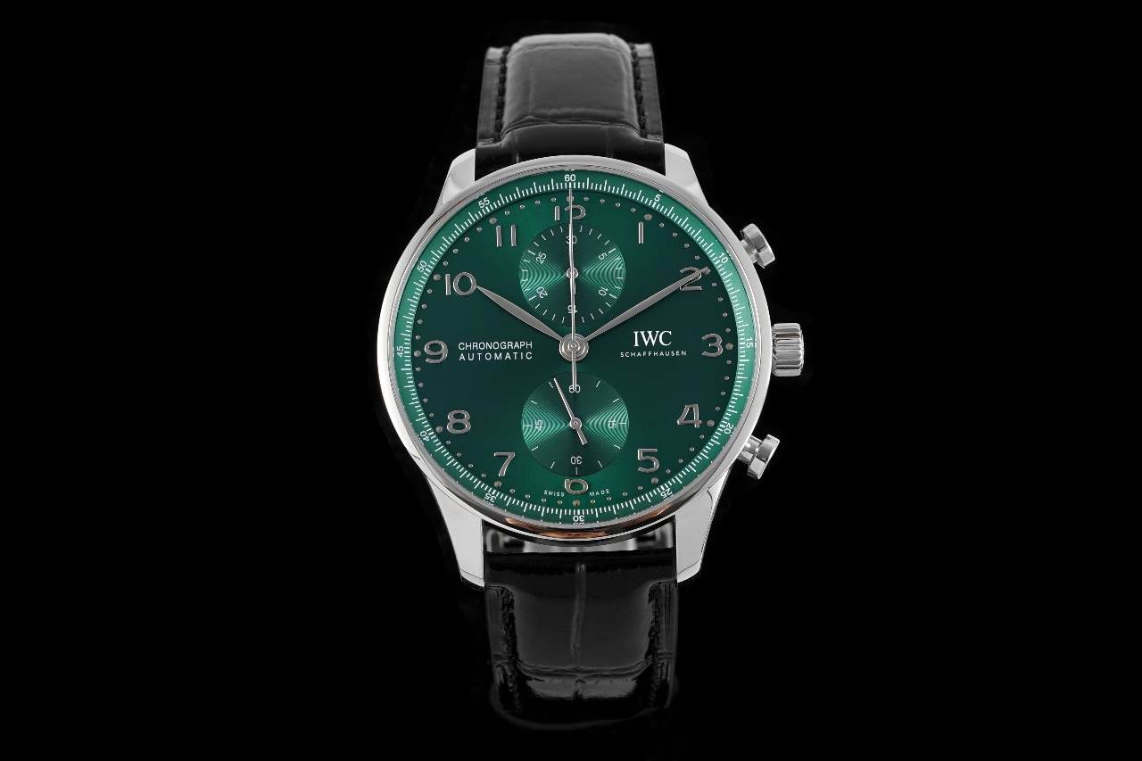 [AZ공장]IWC 포르투기즈 크로노 IW371615 그린다이얼 실버핸즈 가죽스트랩