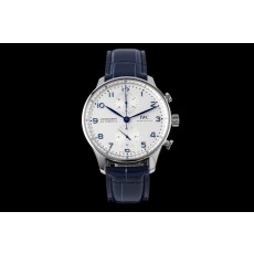 [AZ공장]IWC 포르투기즈 크로노 IW371605 화이트다이얼 블루핸즈 가죽스트랩