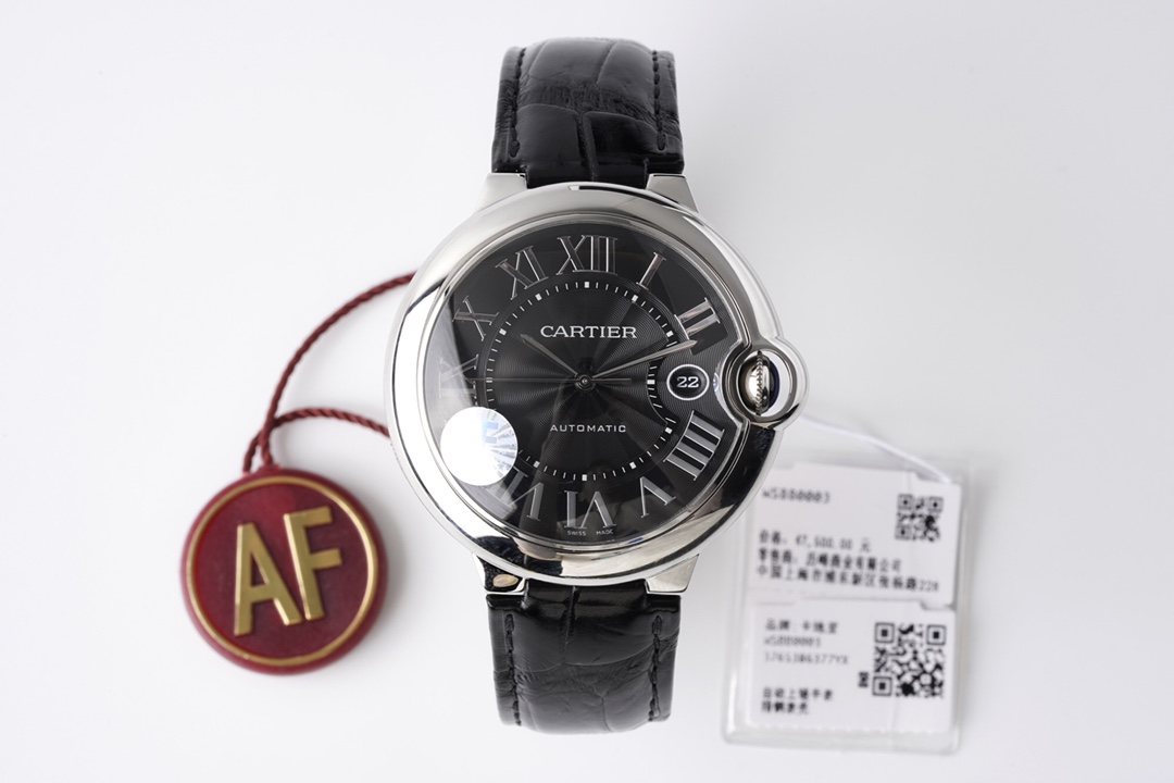 [AF공장]까르띠에 발롱블루 42MM 블랙다이얼 가죽스트랩