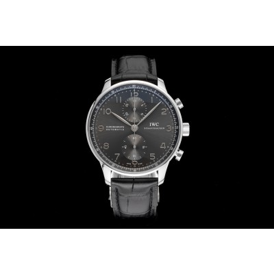 [AZ공장]IWC 포르투기즈 크로노 IW3716 그레이다이얼 실버핸즈 가죽스트랩