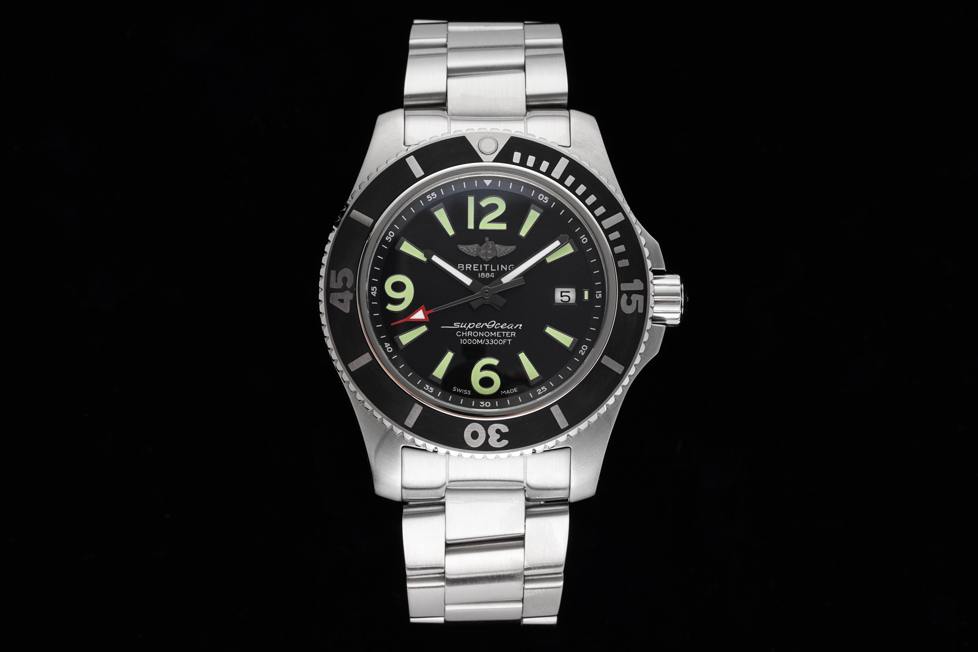 [TF공장]브라이틀링 슈퍼오션 44mm 블랙다이얼 블랙이너베젤 브레이슬릿