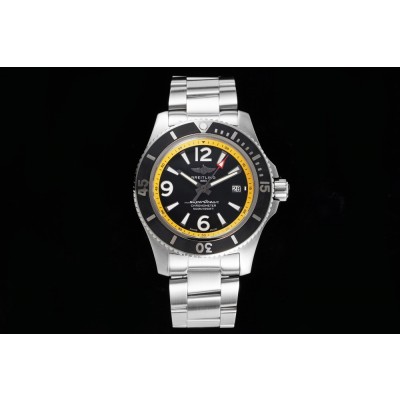 [TF공장]브라이틀링 슈퍼오션 44mm 블랙다이얼 옐로우이너베젤 브레이슬릿