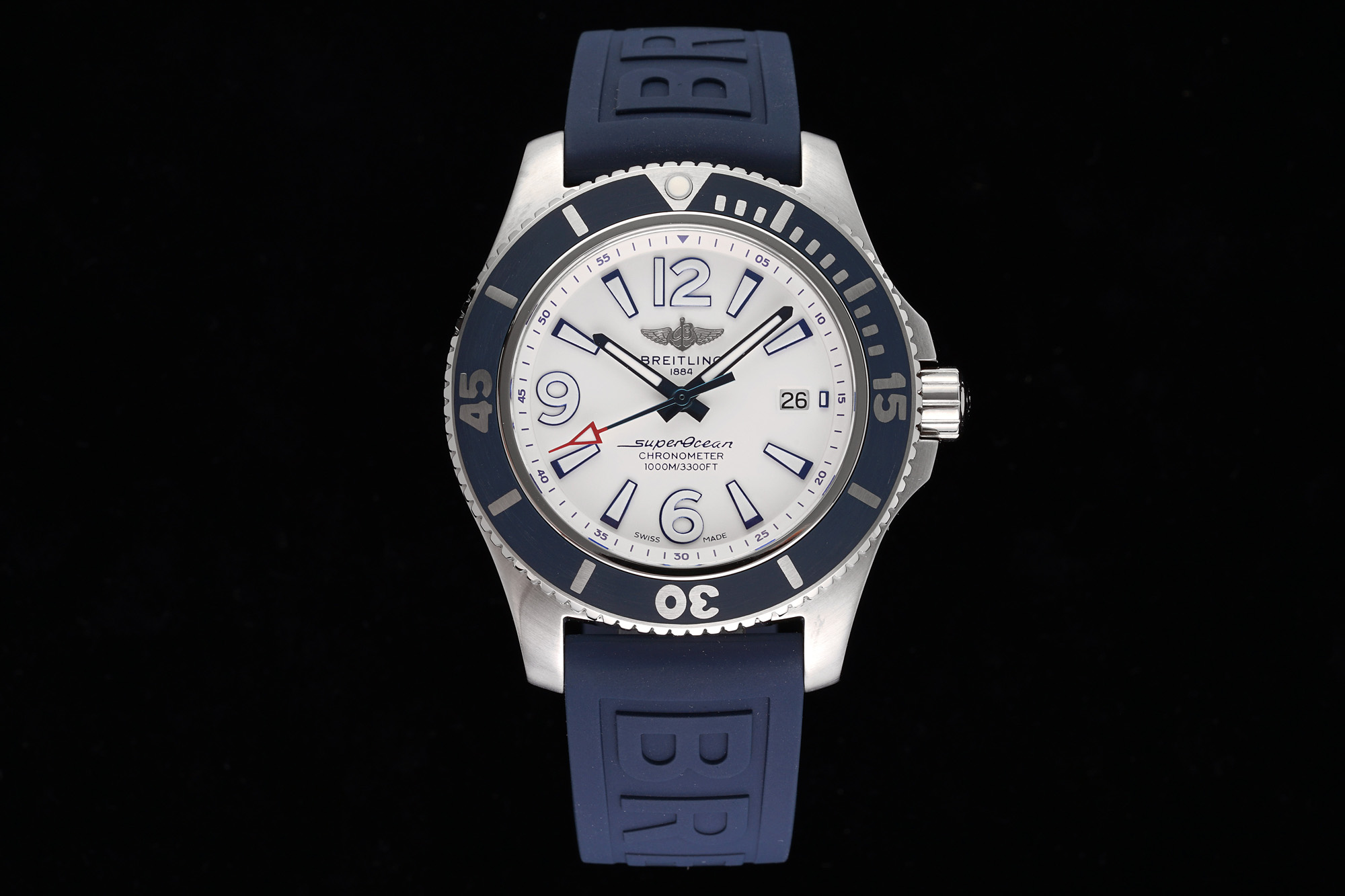 [TF공장]브라이틀링 슈퍼오션 44mm 화이트다이얼 블루베젤 러버스트랩