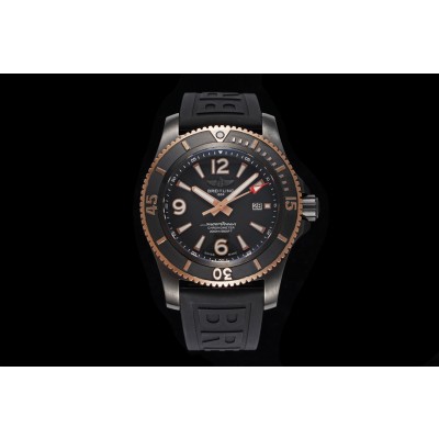 [TF공장]브라이틀링 슈퍼오션 46mm DLC블랙 블랙다이얼 로즈골드베젤 러버스트랩