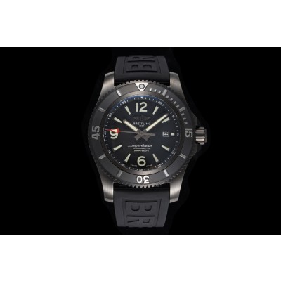 [TF공장]브라이틀링 슈퍼오션 46mm DLC블랙 블랙다이얼 러버스트랩