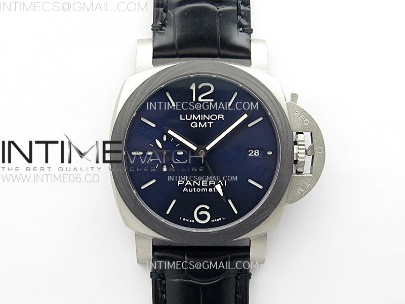 [VS공장]PAM1279 X Luminor GMT 42mm Titanium VSF 11 Best Edition Blue Dial on Black Leather Strap P.9011 Super Clone