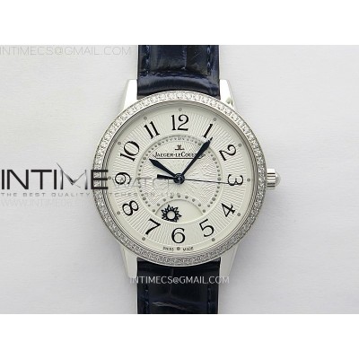 Rendez-Vous Night & Day DiamondsSS ZF 11 Best Edition White Textured Dial SS Bezel on Black Leather Strap Super Clone A898