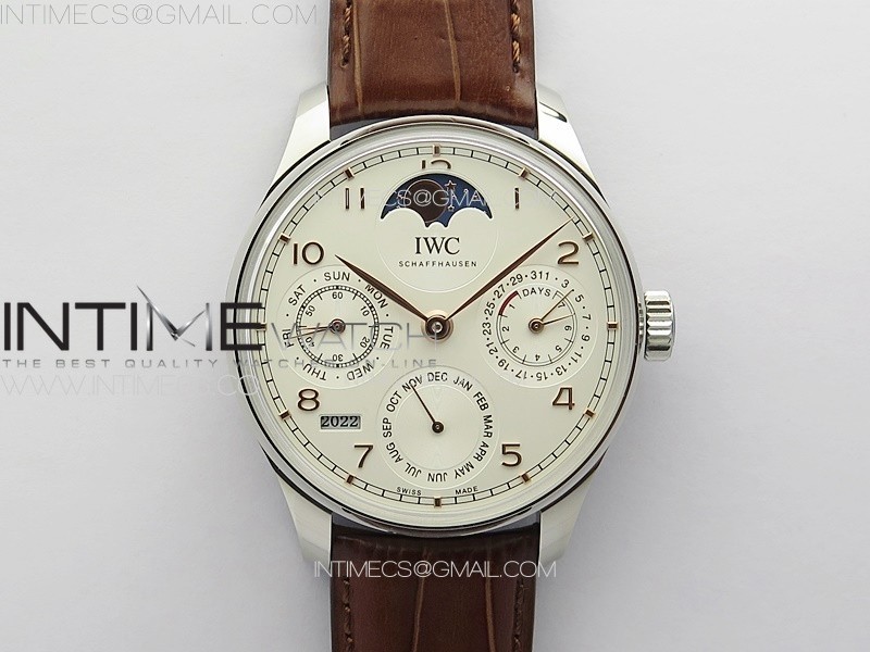Portuguese IW503307 Real PR SS APSF 11 Best Edition White Dial On Brown Leather Strap A52610