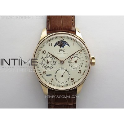 Portuguese IW503302 Real PR RG APSF 11 Best Edition White Dial On Brown Leather Strap A52610