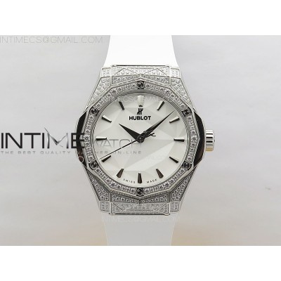 Classic Fusion Orlinski SS Full Diamonds APSF 11 Best Edtion White Faceted Dial on White Rubber Strap A2892