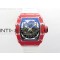 RM035-02 Real Red NTPT Carbon ZF 11 Best Edition Skeleton Dial on White Rubber Strap V5