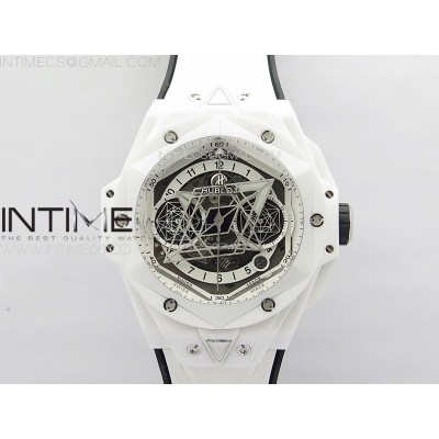 Big Bang Sang Bleu II White Ceramic BBF Best Edition on White Rubber Strap A1240