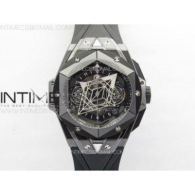 Big Bang Sang Bleu II Black Ceramic BBF Best Edition on Black Rubber Strap A1240