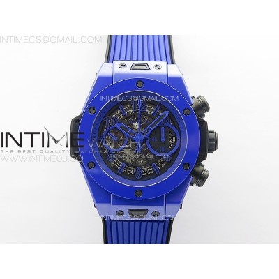 Hublot Big Bang Unico Blue Ceramic ZF 11 Best Edition Skeleton Dial on Blue Gummy Strap A1280