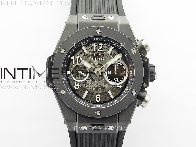 Hublot Big Bang Unico Titanium Black Ceramic ZF 11 Best Edition Skeleton Dial on Black Rubber Strap A1280