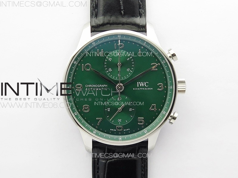 Portuguese Chrono IW371615 ZF 11 Best Edition Green Dial on Black Leather Strap A69355