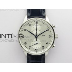 Portuguese IW371605 ZF V3 11 Best Edition SS White Dial Blue Markers on Blue Leather Strap A96355