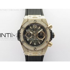 Hublot Big Bang Unico RG Full Diamonds ZF 11 Best Edition Skeleton Dial on Black Rubber Strap A1280