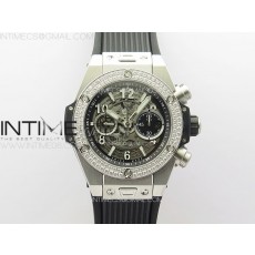 Hublot Big Bang Unico V2 Titanium Diamonds Bezel ZF 11 Best Edition Skeleton Dial on Black Rubber Strap A1280
