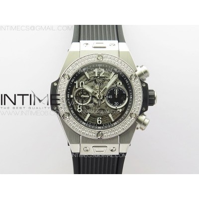 Hublot Big Bang Unico V2 Titanium Diamonds Bezel ZF 11 Best Edition Skeleton Dial on Black Rubber Strap A1280