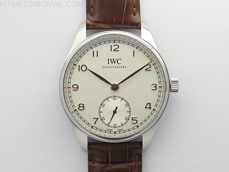 Portuguese IW358303 ZF 11 Best Edition SS White Dial RG Markers on Brown Leather Strap A82200