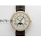 Rendez-Vous Night & Day RG ZF 11 Best Edition White Textured Dial Diamonds Bezel on Brown Leather Strap A898