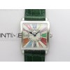 Master Square SS Ladies ZF 11 Best Edition White Colorful Roman Dial on Green Leather Strap Ronda Quartz