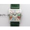 Master Square SS Ladies ZF 11 Best Edition White Colorful Roman Dial on Green Leather Strap Ronda Quartz