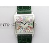 Master Square SS Ladies ZF 11 Best Edition White Colorful Arabic Dial on Green Leather Strap Ronda Quartz
