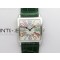 Master Square SS Ladies ZF 11 Best Edition White Colorful Arabic Dial on Green Leather Strap Ronda Quartz