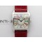 Master Square SS Ladies ZF 11 Best Edition White Colorful Arabic Dial on Red Leather Strap Ronda Quartz