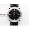 Calatrava 5298P-012 SS T Crystal Bezel ZF 11 Best Edition Black Dial on Black Leather Strap A324CS