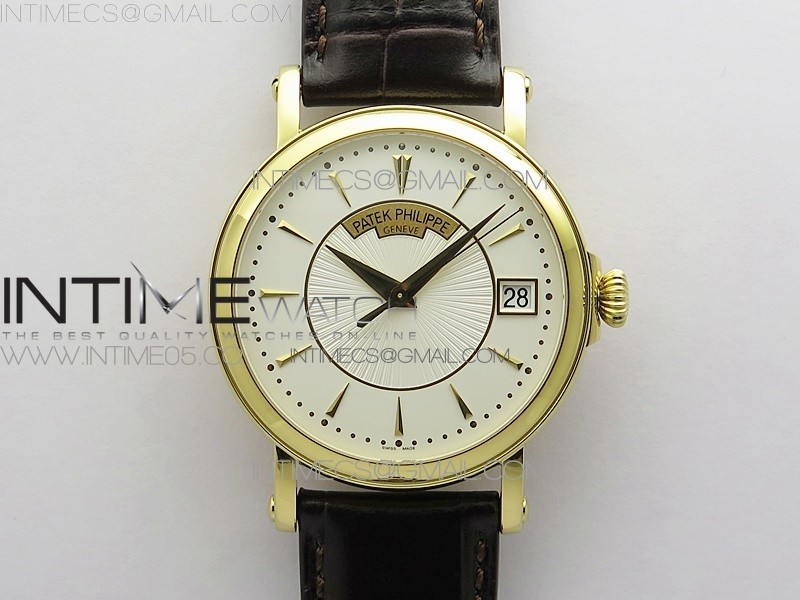 Calatrava 5153G-010 YG ZF 11 Best Edition White textured dial on Brown Leather Strap A324CS
