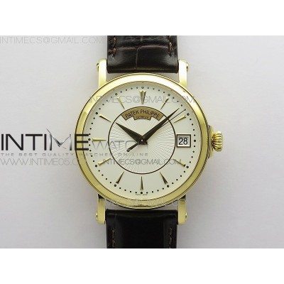 Calatrava 5153G-010 YG ZF 11 Best Edition White textured dial on Brown Leather Strap A324CS