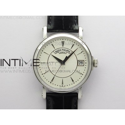 Calatrava 5153G-010 SS ZF 11 Best Edition White textured dial on Black Leather Strap A324CS