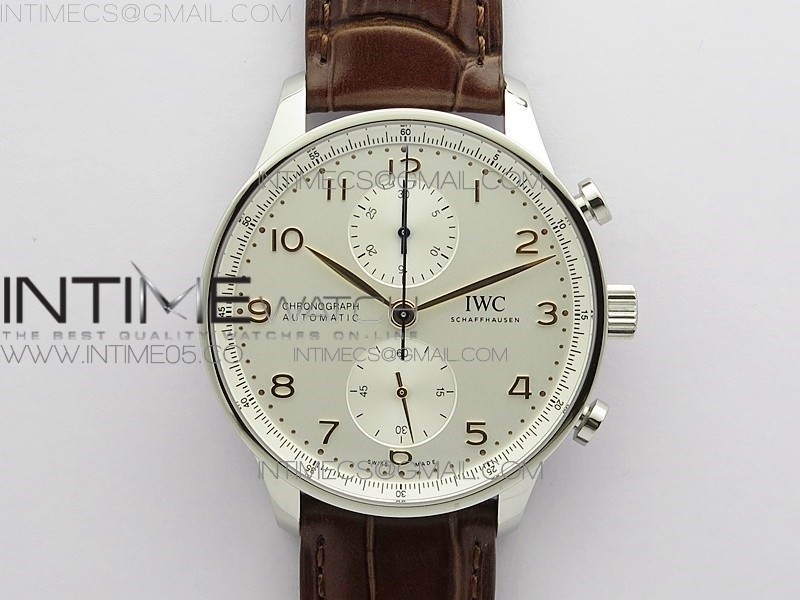 Portuguese IW371604 ZF V3 11 Best Edition SS White Dial RG Markers on Brown Leather Strap A96355