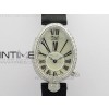 Reine de Naples 8928BB 33mm SS ZF 11 Best Edition White MOP Dial Roman Markers Diamonds Bezel on Black Fabric Strap A537