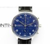 Portugieser Chronograph Edition 150 Years IW371601 ZF 11 Best Edition Blue Dial on Black Leather Strap A7750 (Slim Movement)