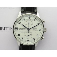 Portugieser Chronograph Edition 150 Years IW371602 ZF 11 Best Edition White Dial on Black Leather Strap A7750 (Slim Movement)