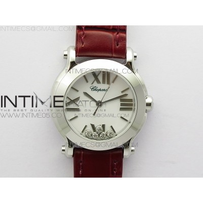 Happy Sport Mini SS ZF MOP Dial on Red Leather Strap Swiss ETA 955.112