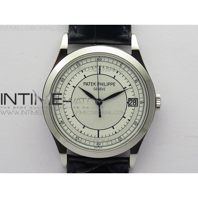 Calatrava 5296G SS ZF 11 Best Edition White Dial Blue Hands on Black Leather Strap 324CS