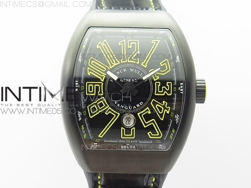 Vanguard V45 DLC ZF 11 Best Edition Black Yellow Markers Dial on Black Gummy Strap MIYOTA 9015