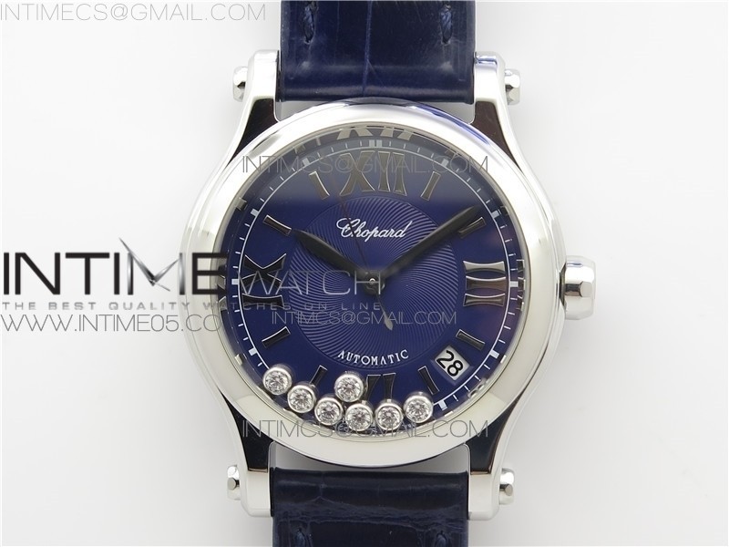 HAPPY SPORT AUTOMATIC SS 36MM ZF 11 BEST EDITION BLUE DIAL ON BLUE LEATHER STRAP A2892