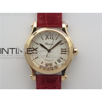 HAPPY SPORT AUTOMATIC RG 36MM ZF 11 BEST EDITION WHITE DIAL ON RED LEATHER STRAP A2892