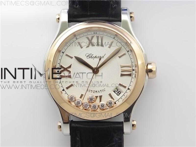 HAPPY SPORT AUTOMATIC SSRG 36MM ZF 11 BEST EDITION WHITE DIAL ON BLACK LEATHER STRAP A2892