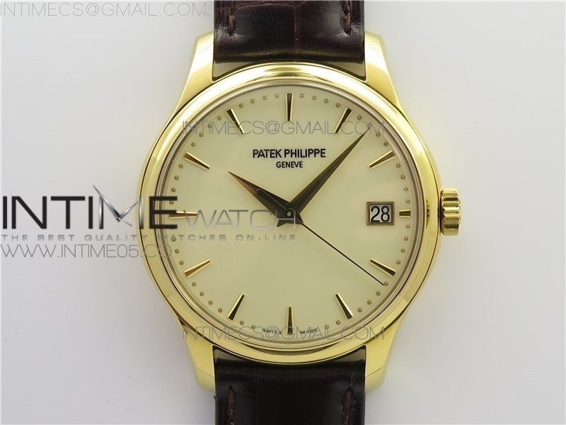 Calatrava 5227R YG ZF 11 Best Edition Ivory Dial on Brown Leather Strap A324CS